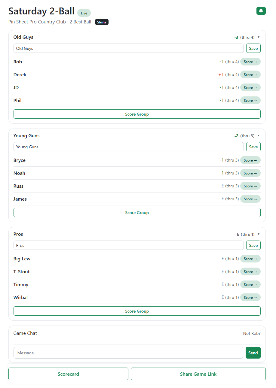 Live game lobby with real-time leaderboard