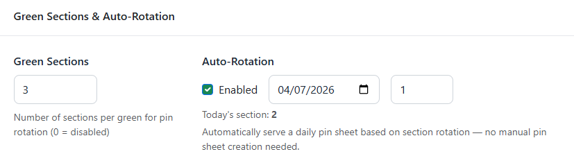 Auto-rotation configuration with start date and section number
